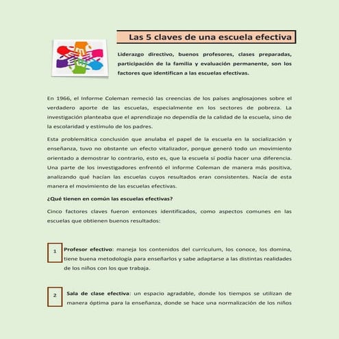 Las 5 claves de una escuela efectiva | PDF