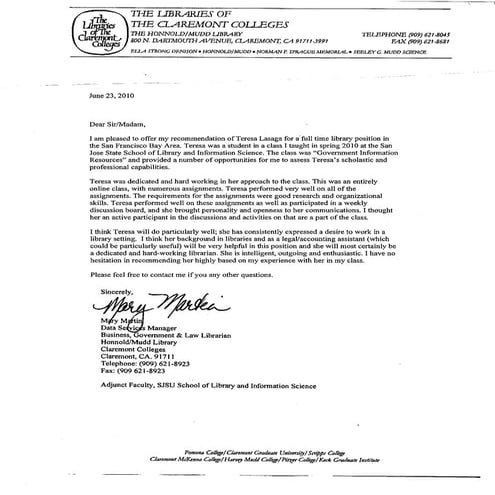 Letters Of Recommendation