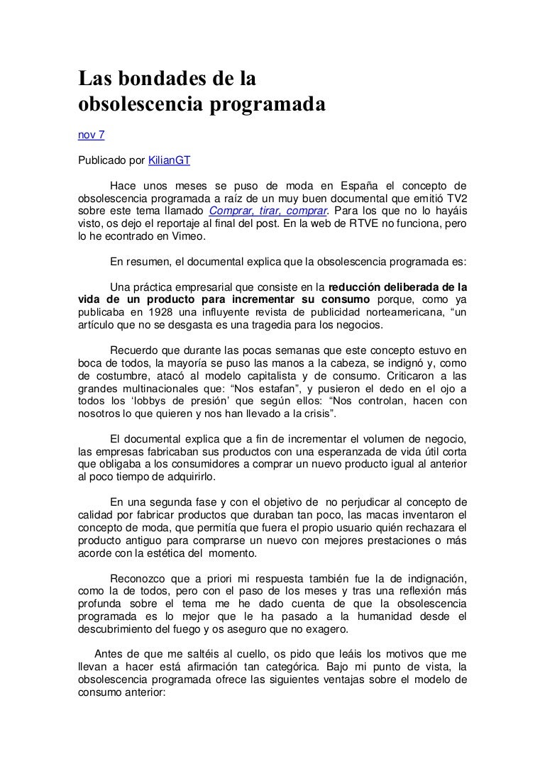 Las Bondades De La Obsolescencia