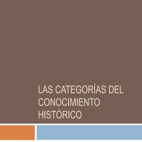 Las categorías para el estudio de la historia