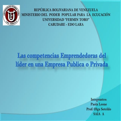 Las competencias emprendedoras(desarrollo de emprendedores)