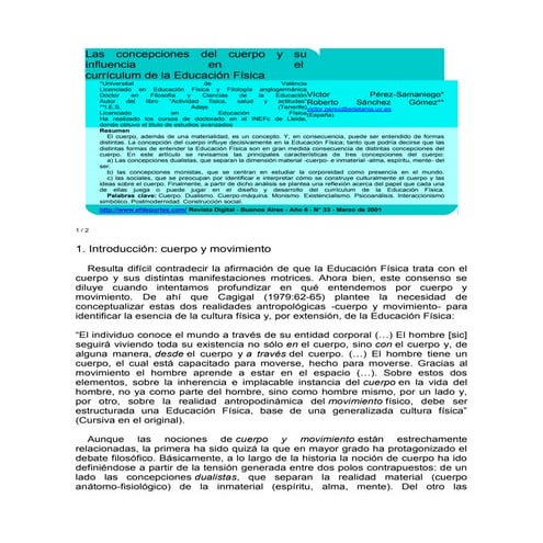 Las concepciones del cuerpo y su influencia en el | DOCX