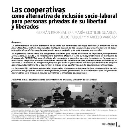 Las cooperativas como alternativa de inclusión socio-laboral para personas pr...