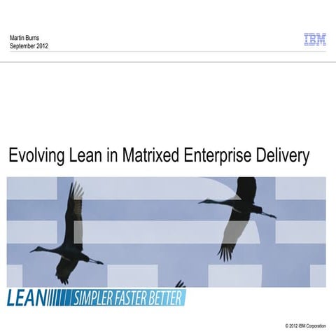 Evolving Lean in Matrixed Enterprise Delivery