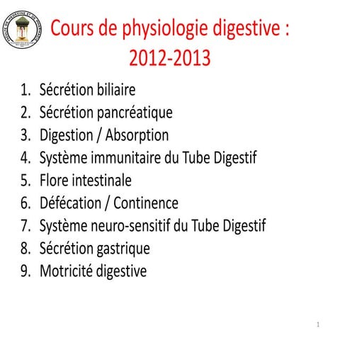 La sécrétion biliaire 2012