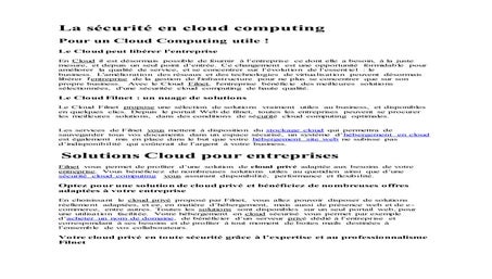 La sécurité en cloud computing