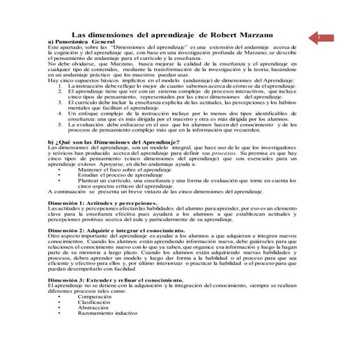 Las dimensiones del aprendizaje de robert marzano