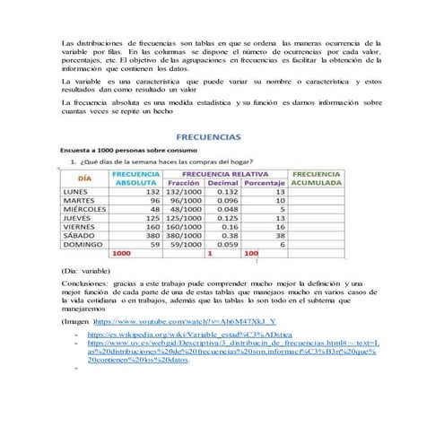 Las distribuciones de frecuencias son tablas en que se ordena  las maneras ocurrencia de la variable por filas