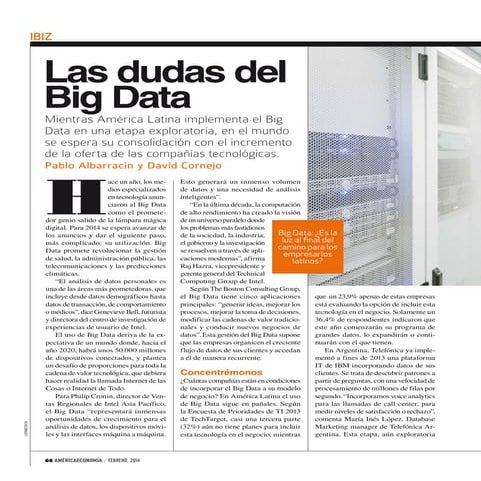 Las dudas del Big Data, América Economía Internacional febrero 2014