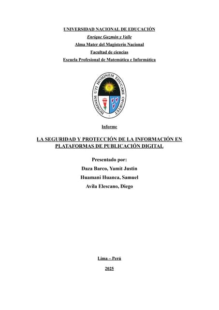 LA SEGURIDAD Y PROTECCIÓN DE LA INFORMACIÓN EN PLATAFORMAS DE PUBLICACIÓN DIG...
