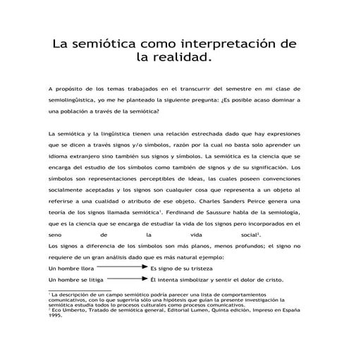 La SemióTica Como InterpretacióN De La Realidad Ultimo