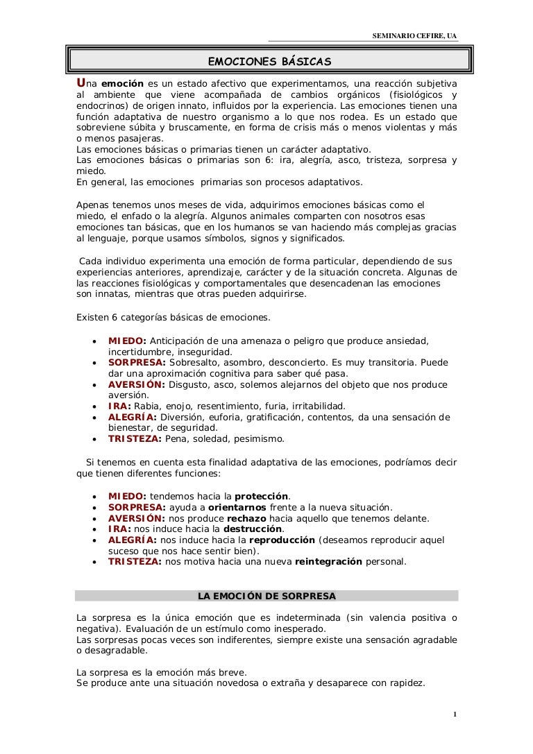 Las Emociones Y Sus Caracteristicas