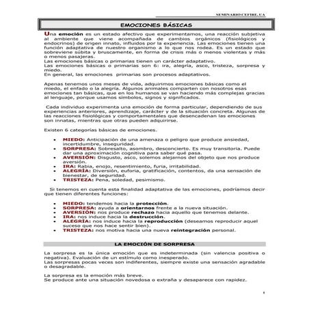 Las emociones y sus caracteristicas | PDF