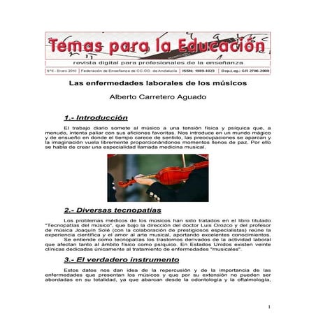 Las enfermedades laborales en los músicos