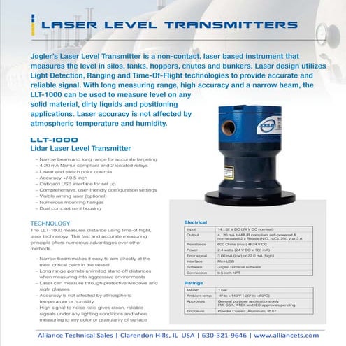 Laser Level Transmitter for Process Measurement and Control