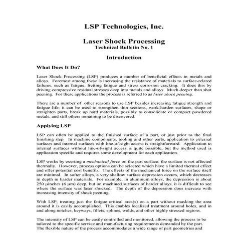 Laser Shock Processing