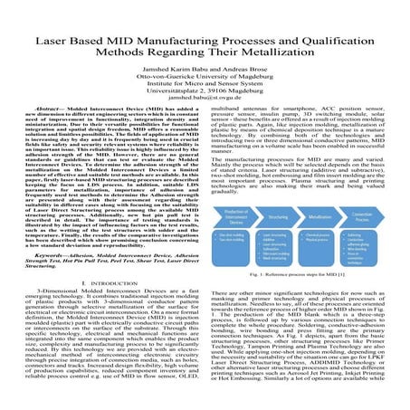Laser based mid manufacturing processes and qualification methods ...