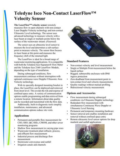 Advanced Laser Doppler Technology for Non-Contacting Area Velocity Flow Measu...