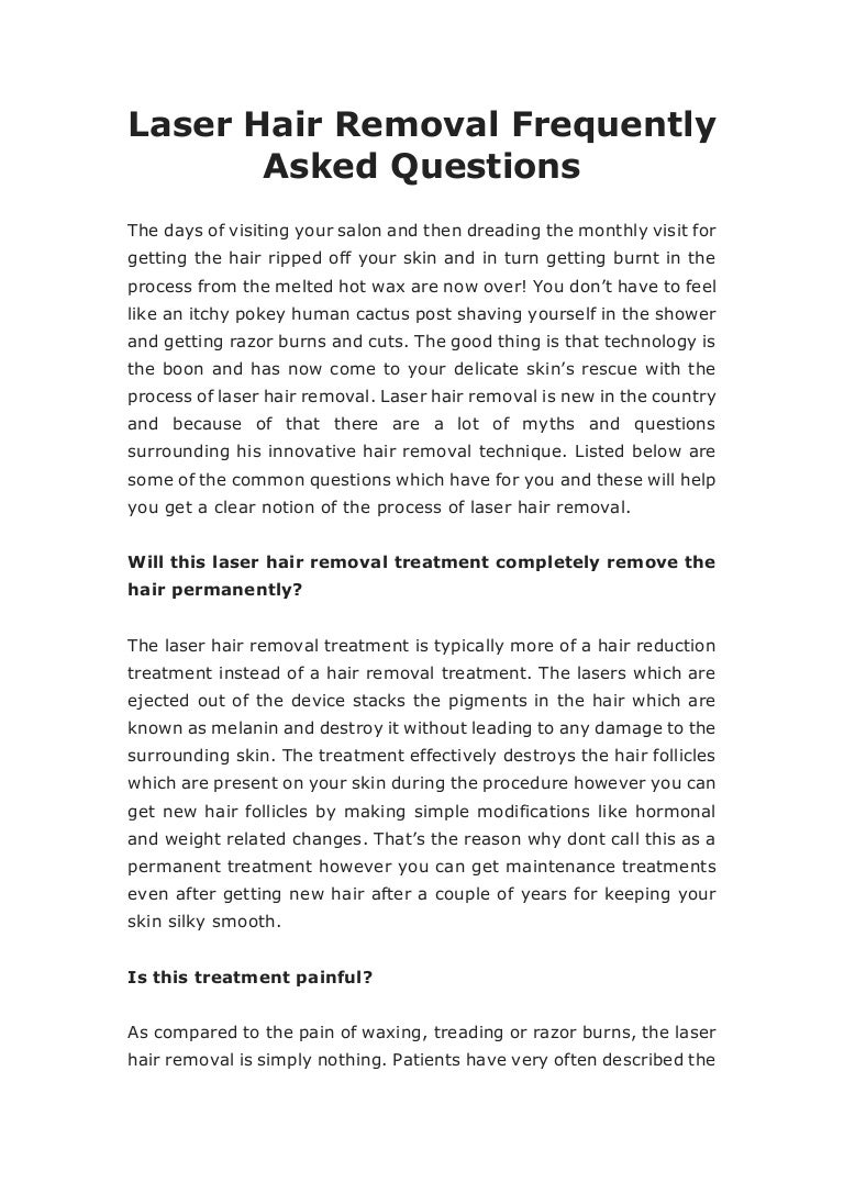 Laser Hair Removal Frequently Asked Questions