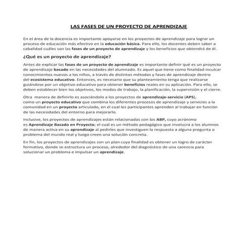 Las fases de un proyecto de aprendizaje | PDF