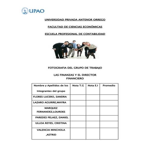 Las finanzas y el director financiero (trabajo uno)