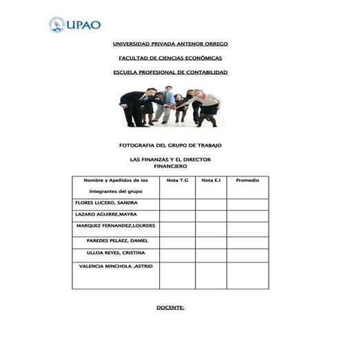 Las finanzas y el director financiero (trabajo uno)