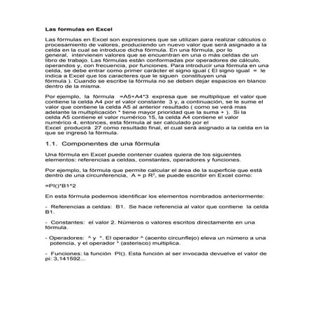 Las formulas en excel