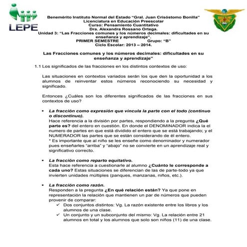 Las fracciones comunes y los números decimales (investgación)