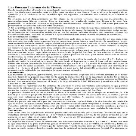 Las fuerzas internas de la tierra