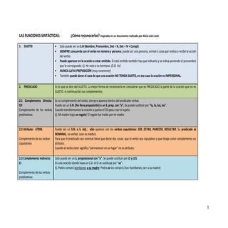Las funciones sintácticas