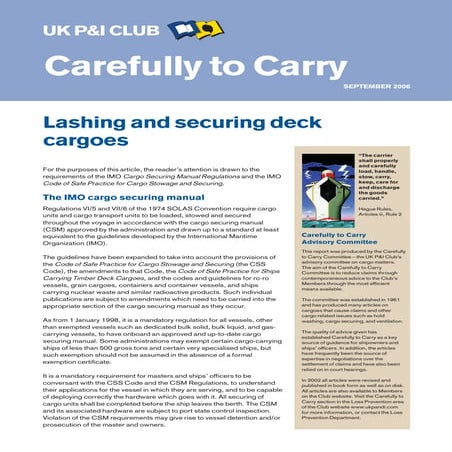 Lashing and securing deck cargoes