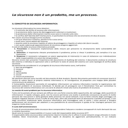 La sicurezza non è un prodotto, ma un processo