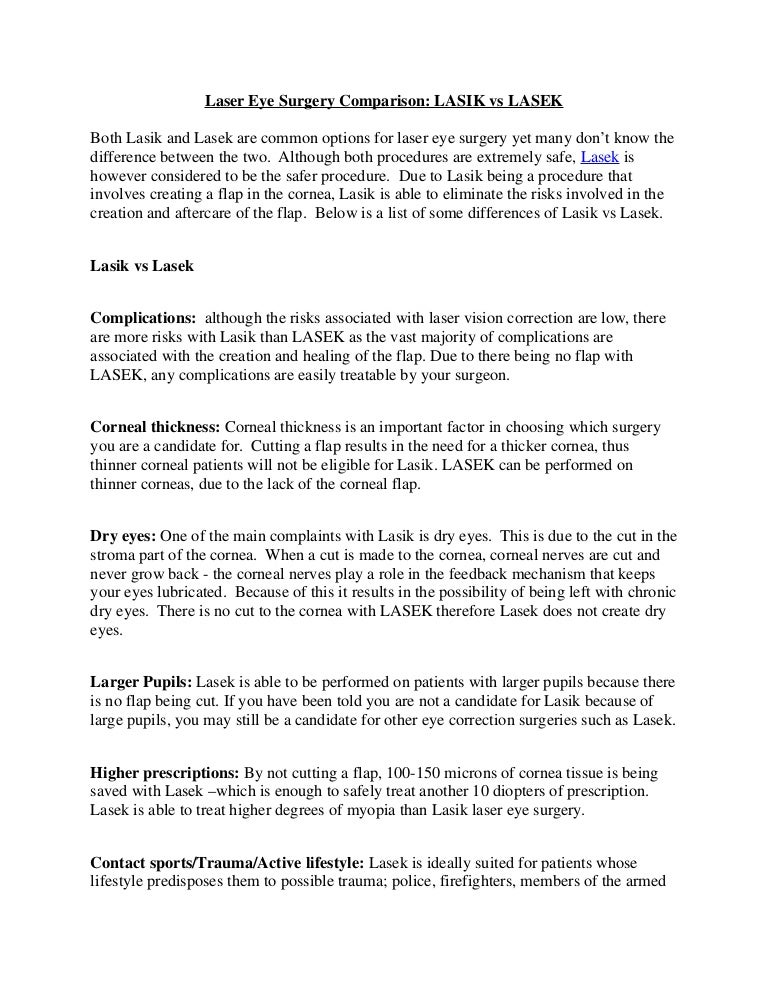 Lasik Vs Lasek
