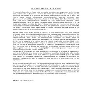 La singularidad de la biblia