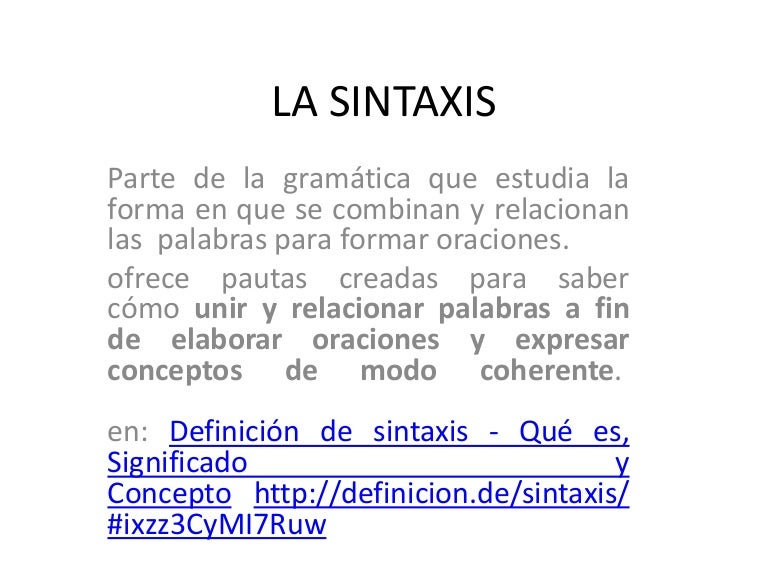 La sintaxis