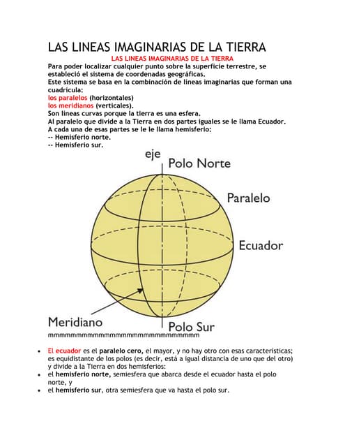Paralelos y meridianos, coordenadas geográficas | PDF