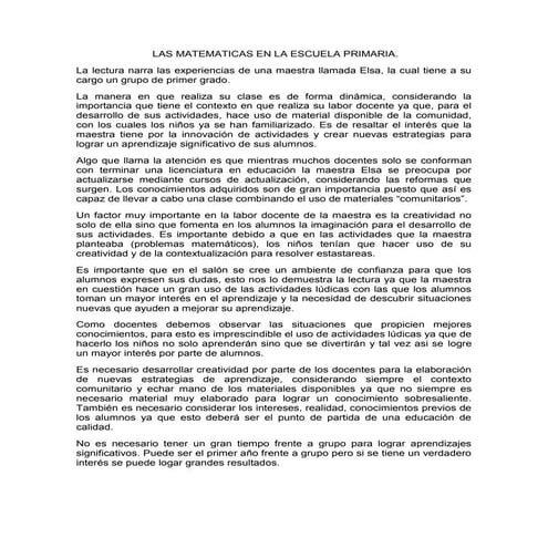 Las matematicas en la escuela primaria