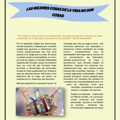 Las mejores cosas de la vida no son cosas | DOCX