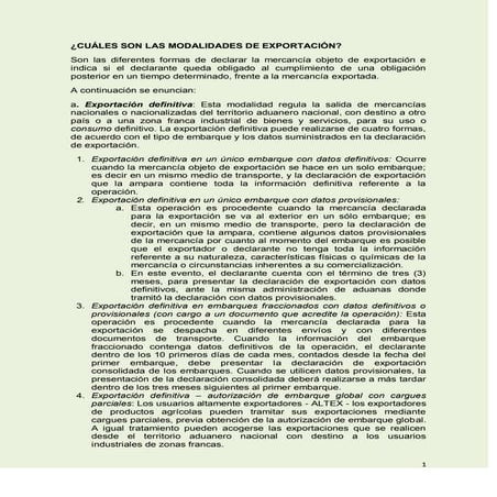 Las modalidades de exportación