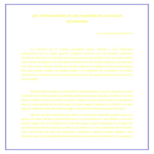 Las  Motivaciones De Los Alumnos De La Escuela Secundaria
