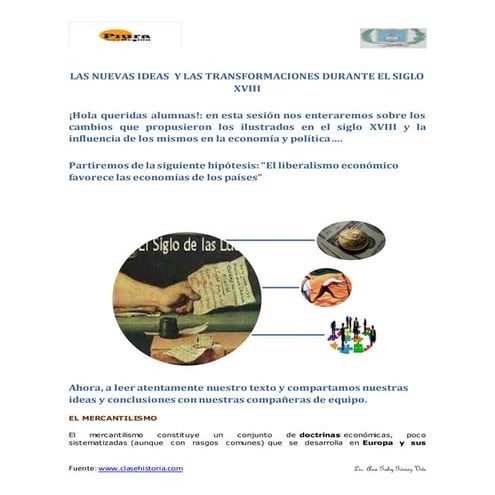 Las nuevas ideas  y las transformaciones durante el siglo xviii