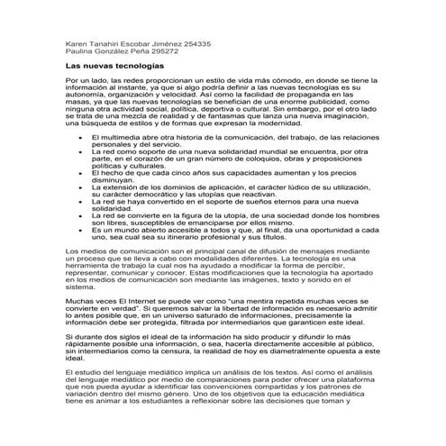 Las nuevas tecnologías, el individuo  y la sociedad