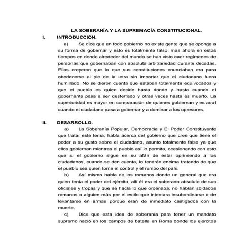 La soberanía y la supremacía constitucional