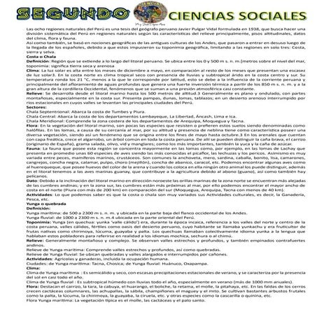 Las ocho regiones naturales del Perú  tesis  Javier Pulgar Vidal formulada en...