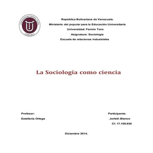 La sociología como ciencia