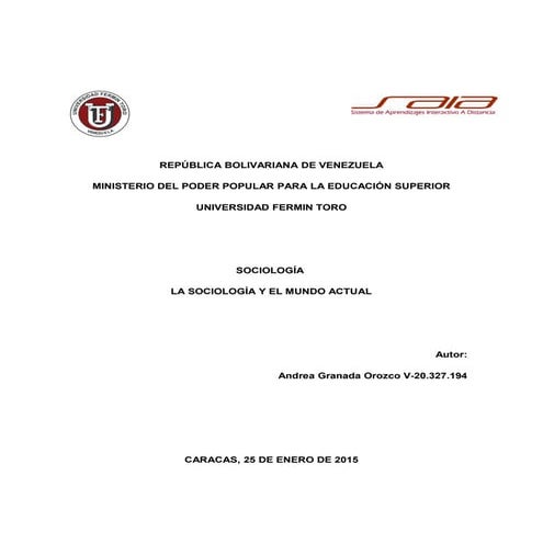 La sociología y el mundo actual