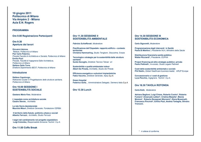 La sostenibilità in sanità progettare l’ospedale