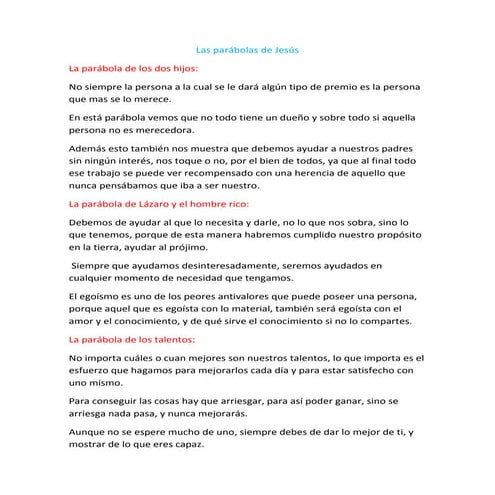 Las parábolas de jesús
