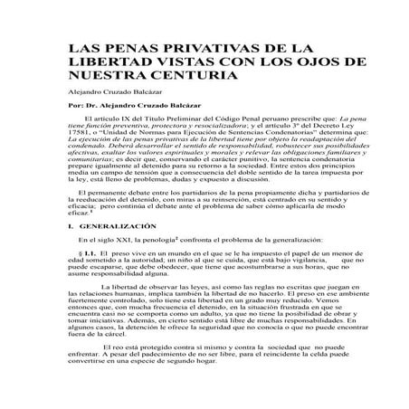 Las penas privativas de la libertad vistas con los ojos de nuestra centuria