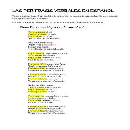 Las perífrasis verbales en español canción